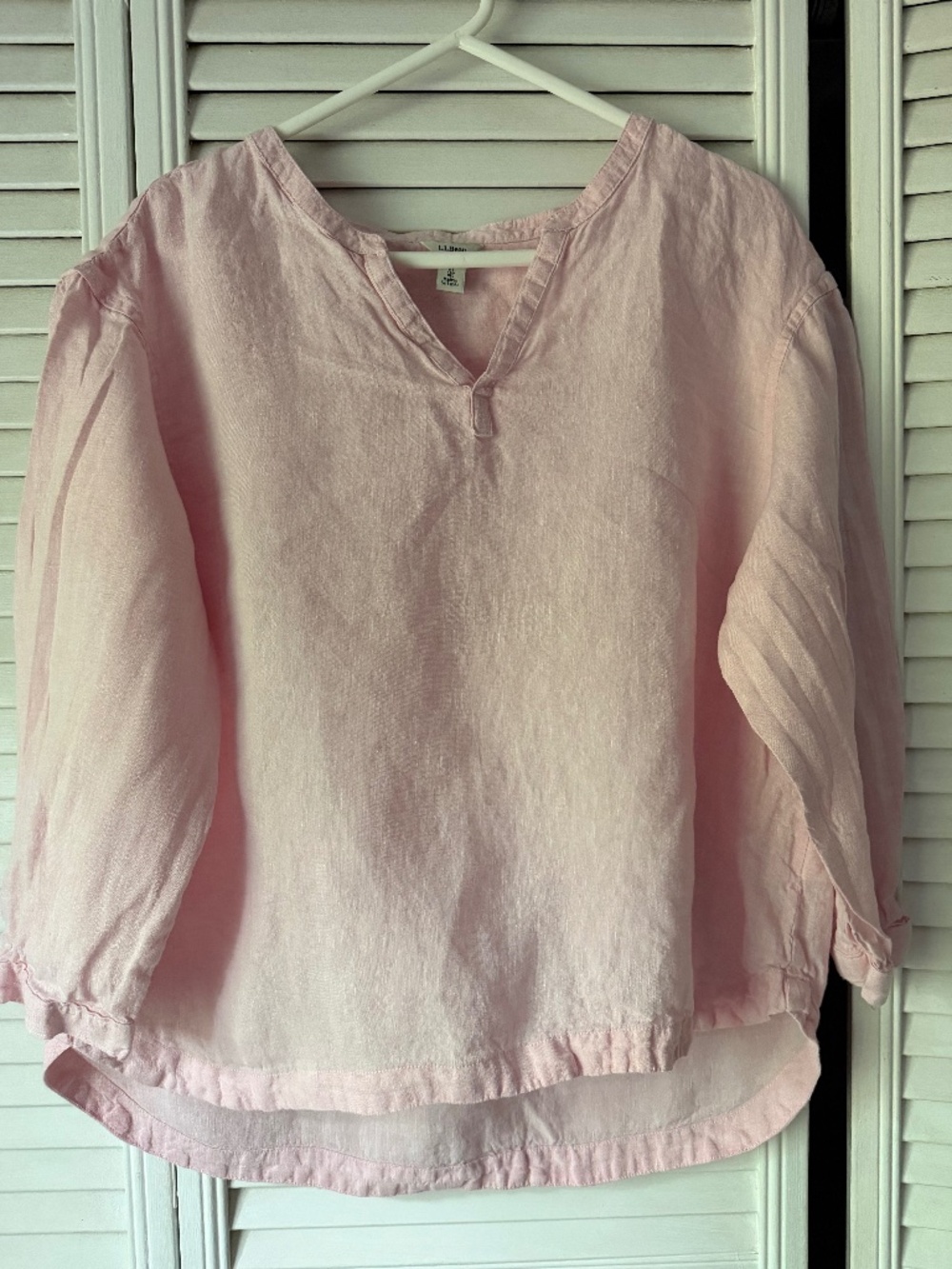 L.L.Bean Women’s Pink Linen Blouse XL Cottagecore Coastal Grandma Lightweight